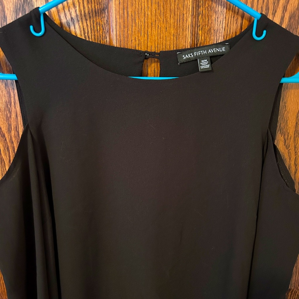 Long sleeve shoulder cut out top in black